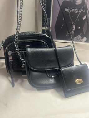 Designer DKNY, INC,Capezio Black Pebble Leather Chain-Strap Crossbody Bag bundle